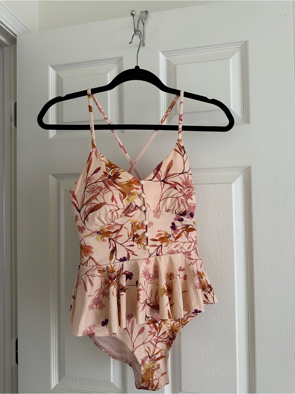 Pink Floral Peplum One-Piece Bodysuit